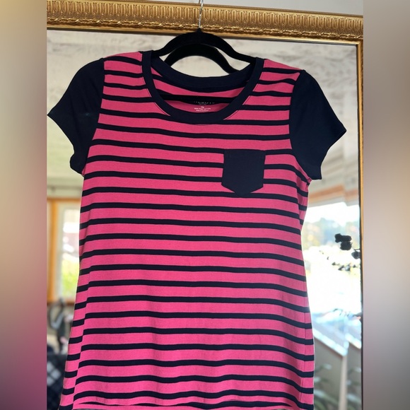 Talbots Fuchsia and Navy Striped Tee - Picture 1 of 5